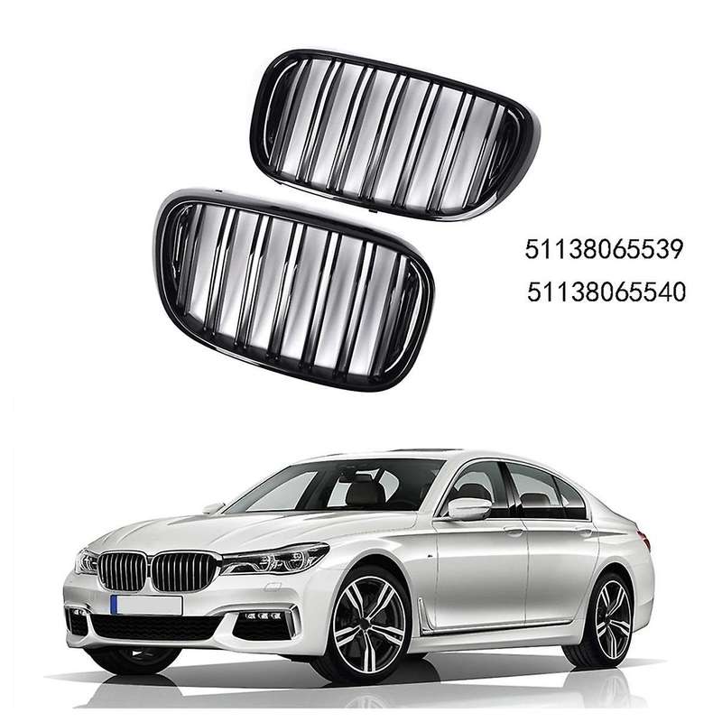 Glossy Black Dual Slats Front Kidney Grille Grill Replacement for 7 Series G11 G12 2016-2018