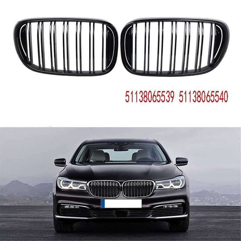 Glossy Black Dual Slats Front Kidney Grille Grill Replacement for 7 Series G11 G12 2016-2018