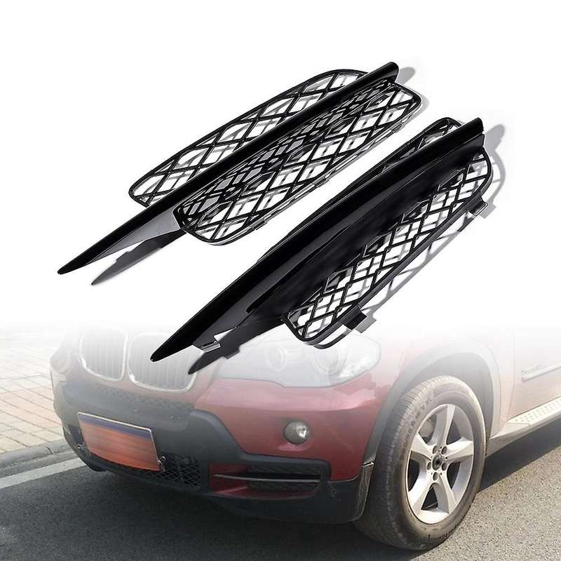 Glossy Black Front Bumper Lower Grille Covers for - X5 E70 2007-2010 51117159593 51117159594