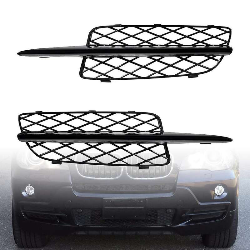 Glossy Black Front Bumper Lower Grille Covers for - X5 E70 2007-2010 51117159593 51117159594
