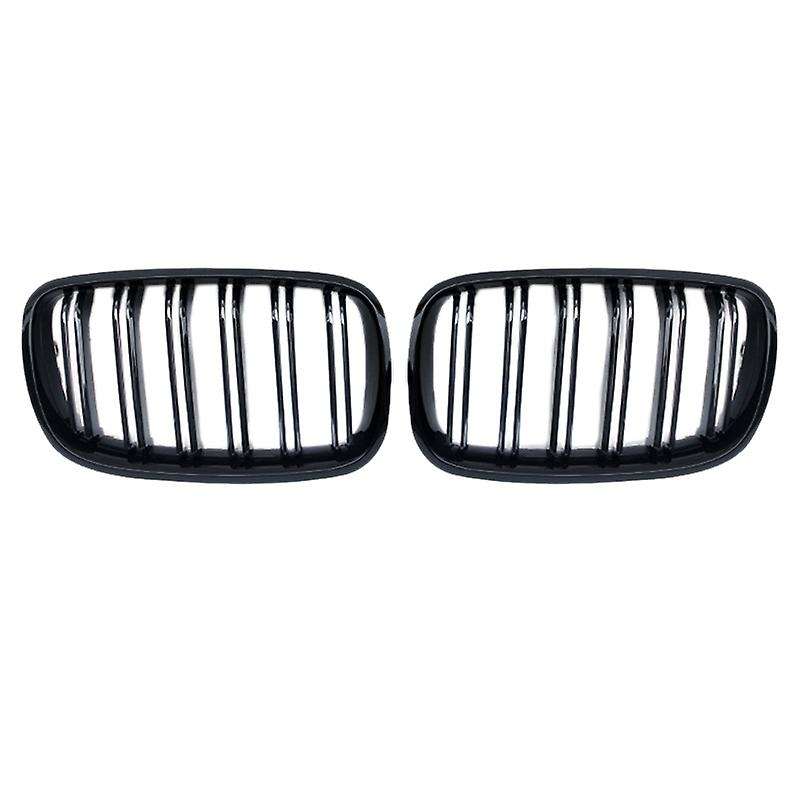 Glossy Black Front Bumper Kidney Grille Double Slat Front Mesh Grill for X5 X6 E70 E71 2007-2013