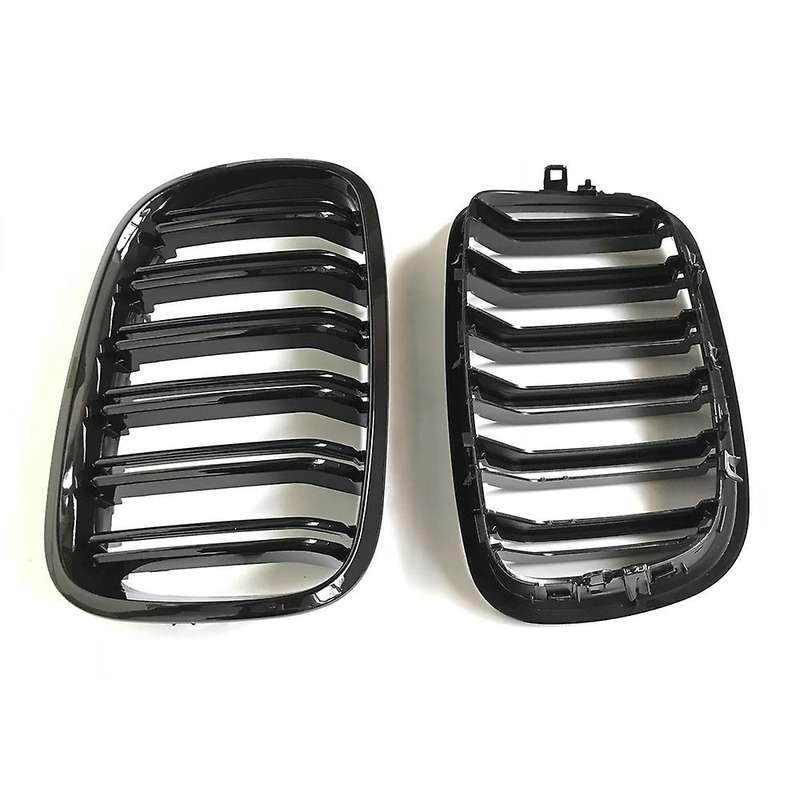 Glossy Black Front Bumper Kidney Grille Double Slat Front Mesh Grill for X5 X6 E70 E71 2007-2013
