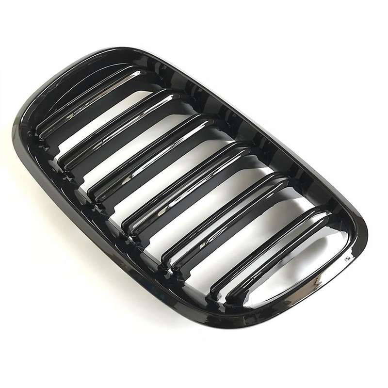 Glossy Black Front Bumper Kidney Grille Double Slat Front Mesh Grill for X5 X6 E70 E71 2007-2013
