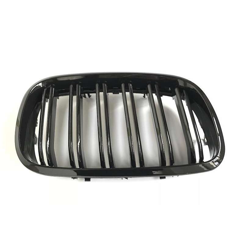 Glossy Black Front Bumper Kidney Grille Double Slat Front Mesh Grill for X5 X6 E70 E71 2007-2013