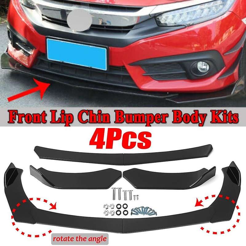 Glossy Black Front Bumper Lip Under Panel Universal Bumper Shovel Lip Spoiler Protector Guard Body K