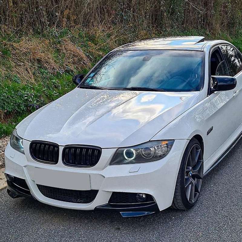 Glossy Black Front Bumper Lip Corner Cover Trim Lower Protector Splitter Spoiler for  E90 320i 330i