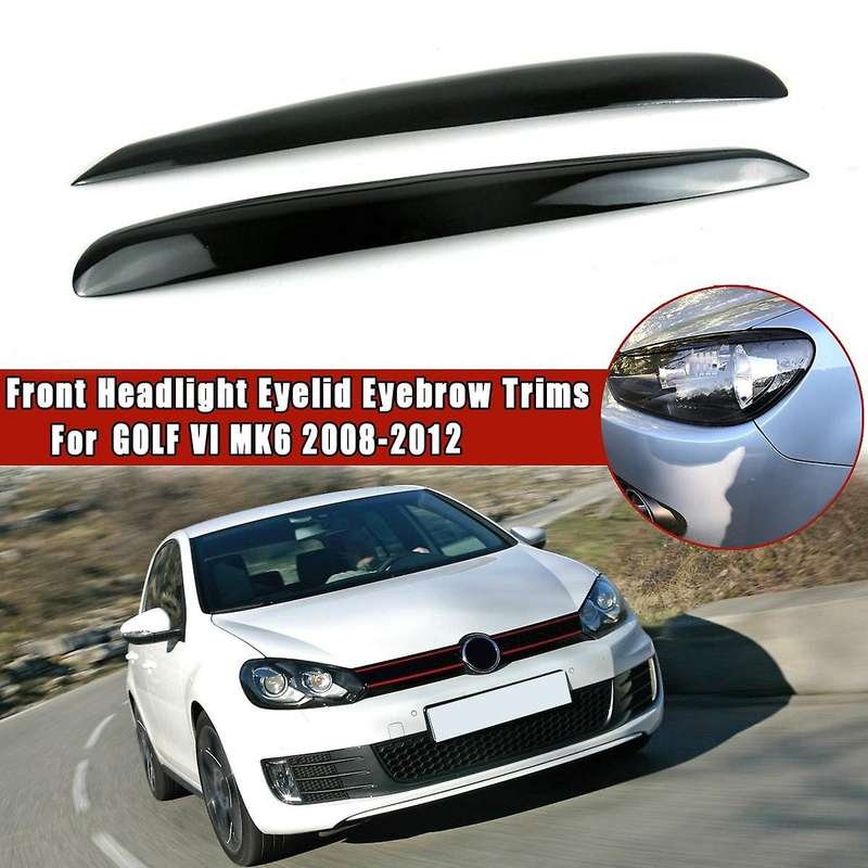 Glossy Black Headlight Eyelids Head Light Lamp Eyebrow Cover Trim for Golf 6 MK6 2008 2009 2010 2011