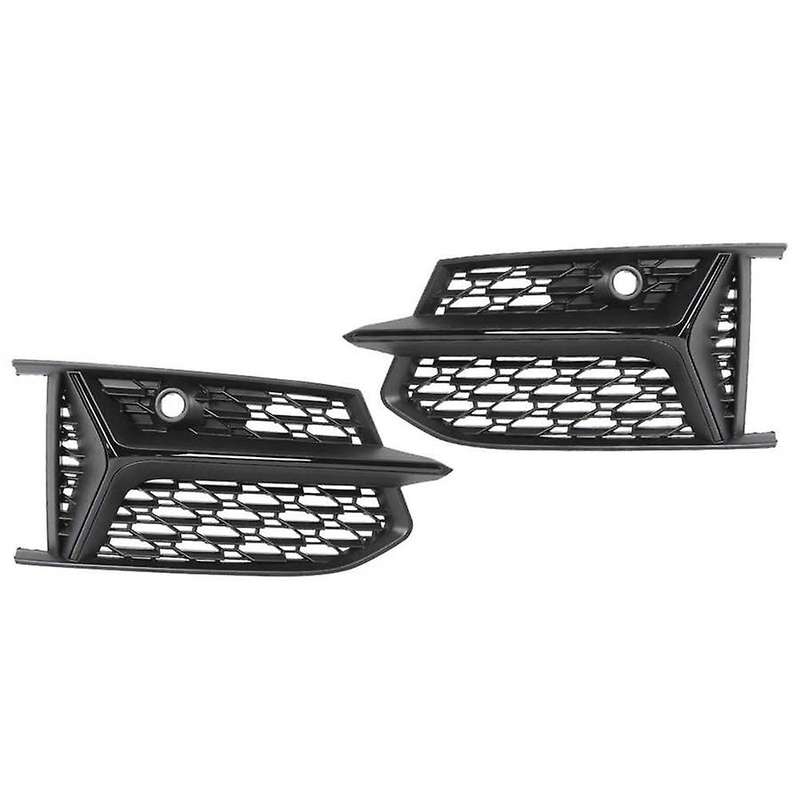 Glossy Black Mesh Rs6 Style Fog Light Grilles Grills for A6 C8 S6 2019 2020