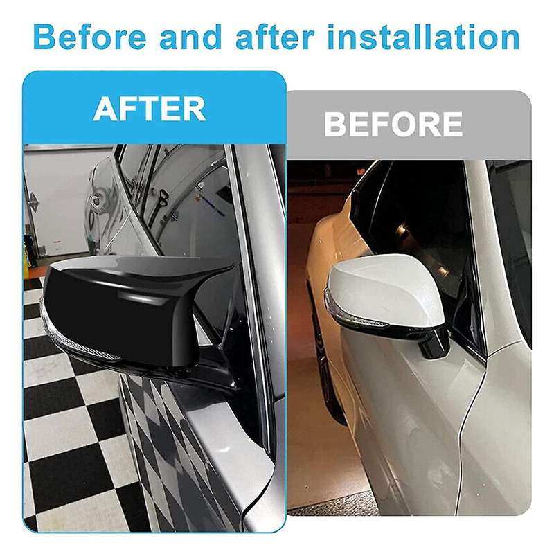 Glossy Black Horn Style Side Door Rearview Mirror Cover Trim Shells Cap for Q50 Q60 2015-2023 M3 Sty
