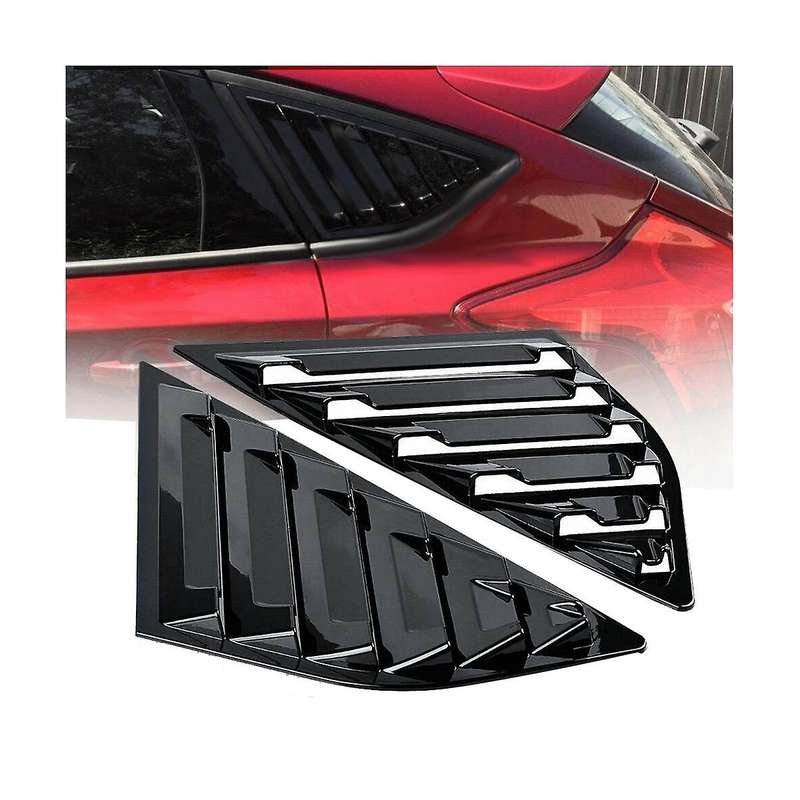 Glossy Black Rear Side Vent Quarter Window Louver Shutter Cover for Focus Mk3 Hatchback 2012-2018