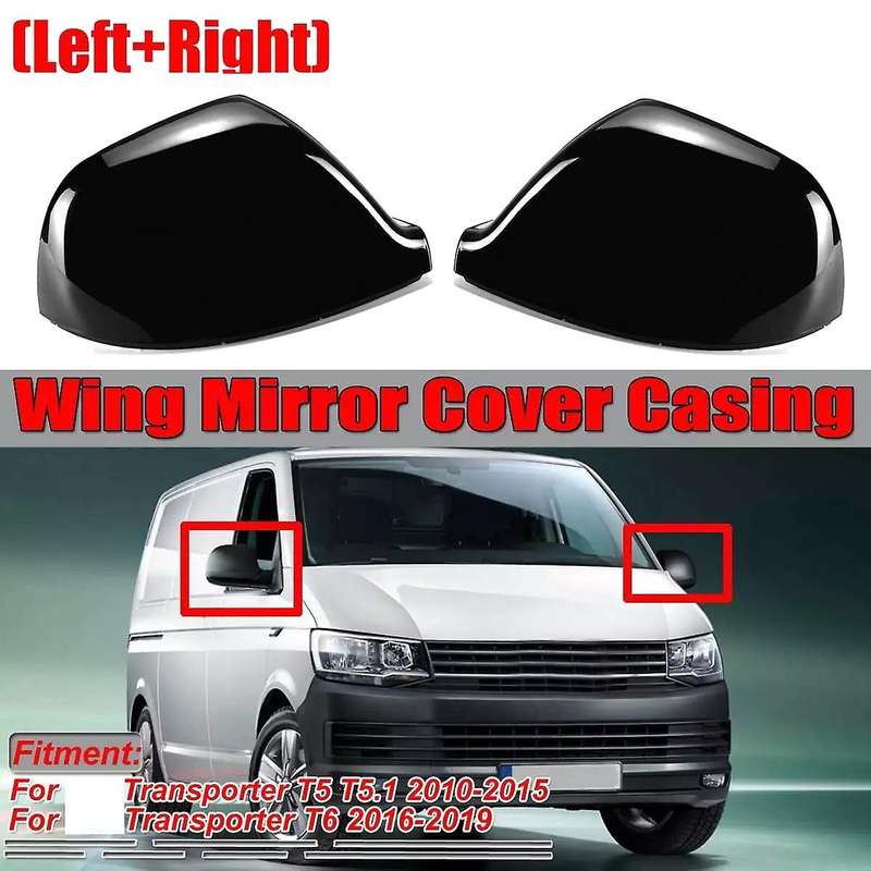 Glossy Black Rearview Mirror Cover Side Mirror Cover Case for Transporter T5 T5.1 2010-2015 T6 2016-