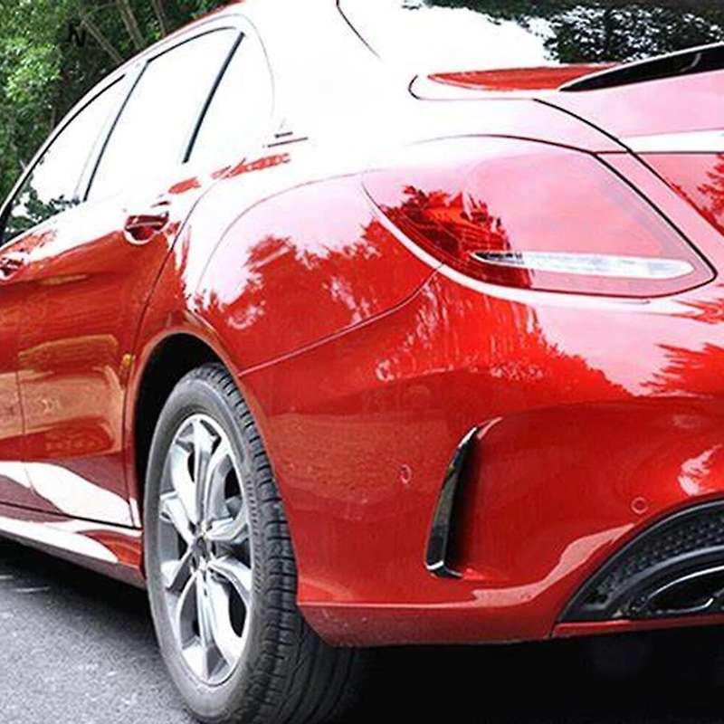 Glossy Black Rear Bumper Lip Spoiler Canards Stickers for C W205 C43 C63 2015-2019 Snap-in Type