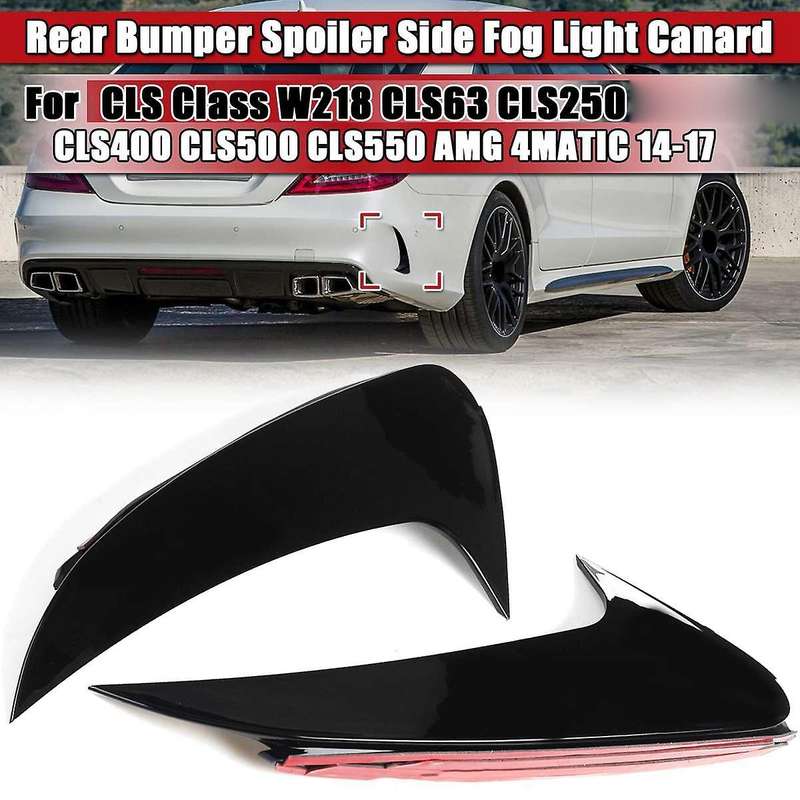 Glossy Black Rear Bumper Splitter Spoiler Rear Canard Trim for Class W218 CLS250 CLS400 CLS500 14-17