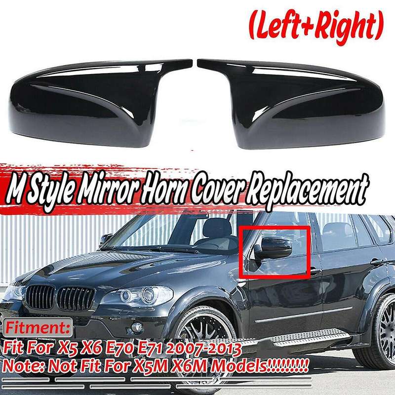 Glossy Black Rearview Side Mirror Cover for - X5 E70 X6 E71 2008-2013 Side Door Rearview Cover Caps