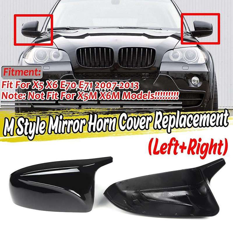 Glossy Black Rearview Side Mirror Cover for - X5 E70 X6 E71 2008-2013 Side Door Rearview Cover Caps
