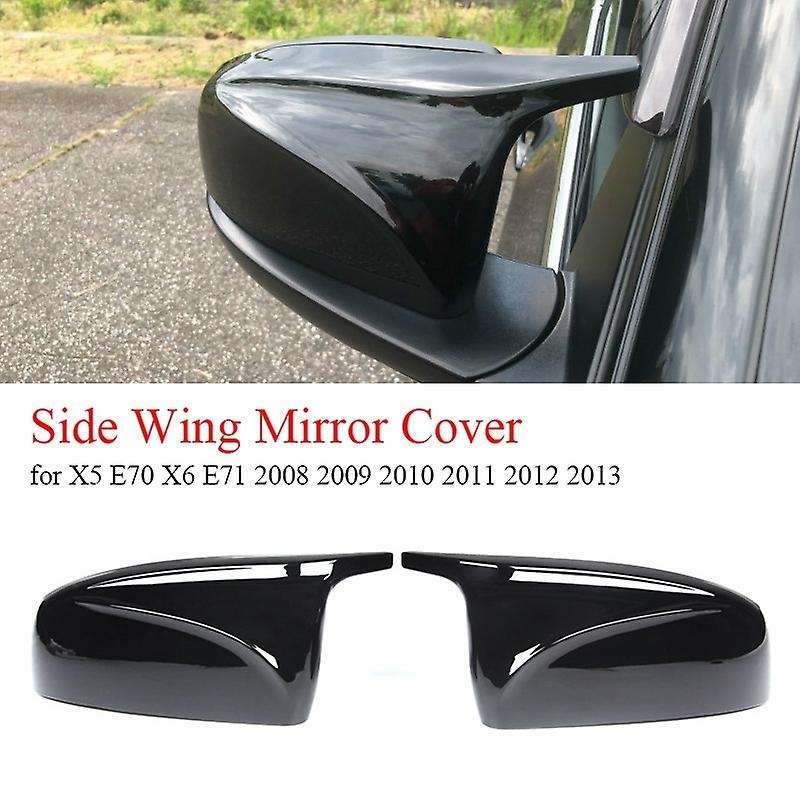 Glossy Black Rearview Mirror Cover Side Wing Mirror Caps Protector for  X5 E70 X6 E71 2008 2009 2010