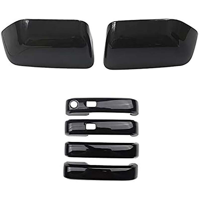 Glossy Black Side Rear View Mirror Cover Trim +Door Handle Cover Trim for F250 F350 Super Duty F450