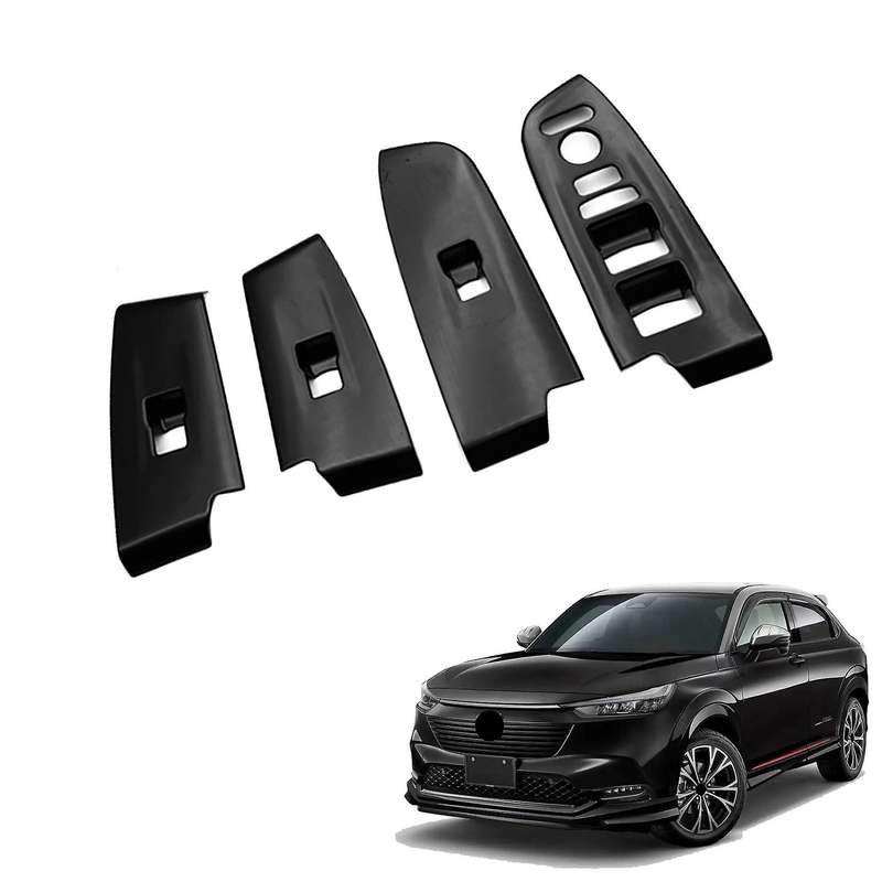 Glossy Black Window Glass Lift Button Trim Switch Cover Door Armrest Panel Sticker for -V Vezel 2021