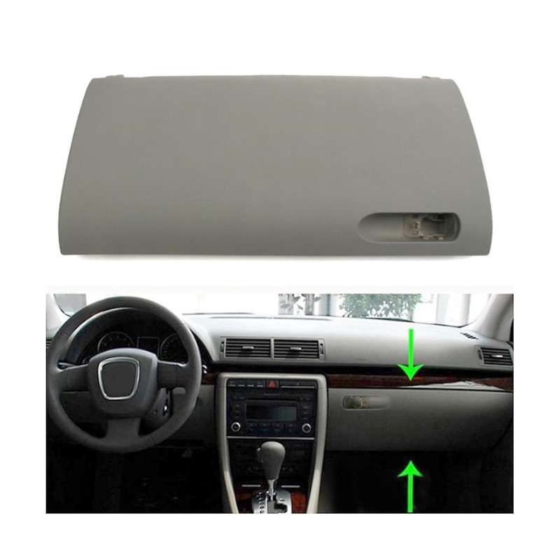 Glove Box Lid with Buckle Dash Glove Box Storage Door Lid Latch for A4 B6 B7 2001-2008 Car Accessor
