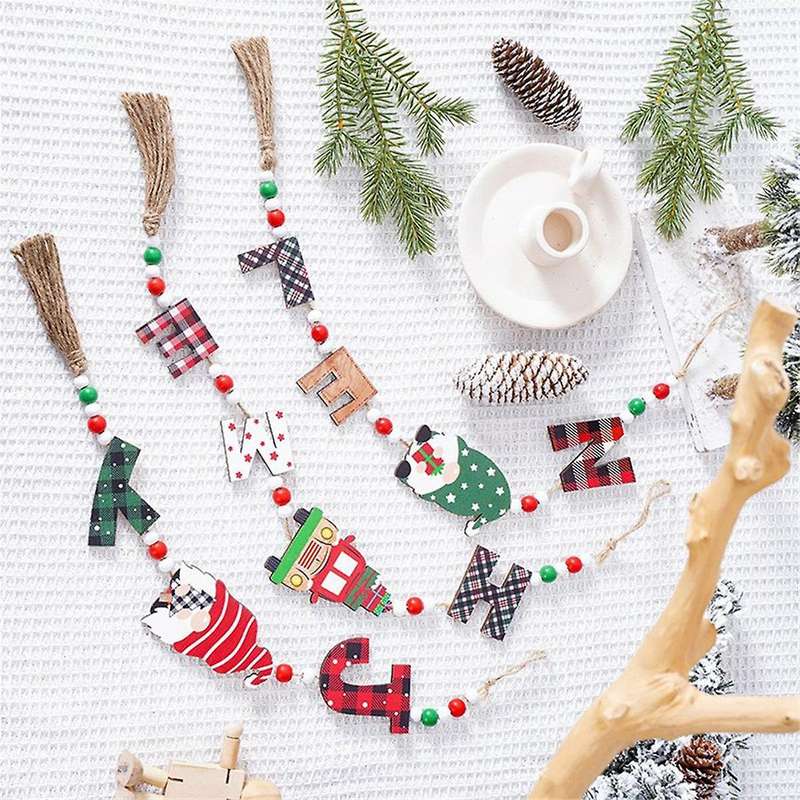 Gnomes Wood Hanging Decor for Tree -Wood Christmas Gnome Letter Pendant Wood Car Crafts Hanging Pend