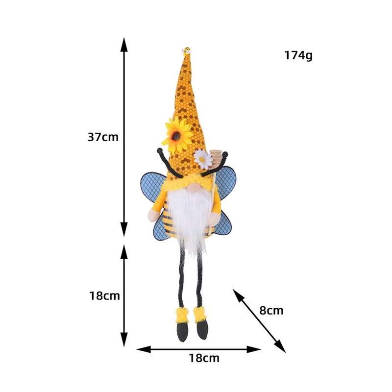 Gnome with Hanging Legs, Spring and Summer Sunflower Bee Gnome for Home Kitchen Shelf