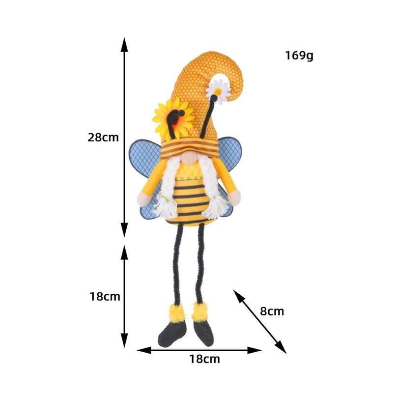 Gnome with Hanging Legs, Spring and Summer Sunflower Bee Gnome for Home Kitchen Shelf