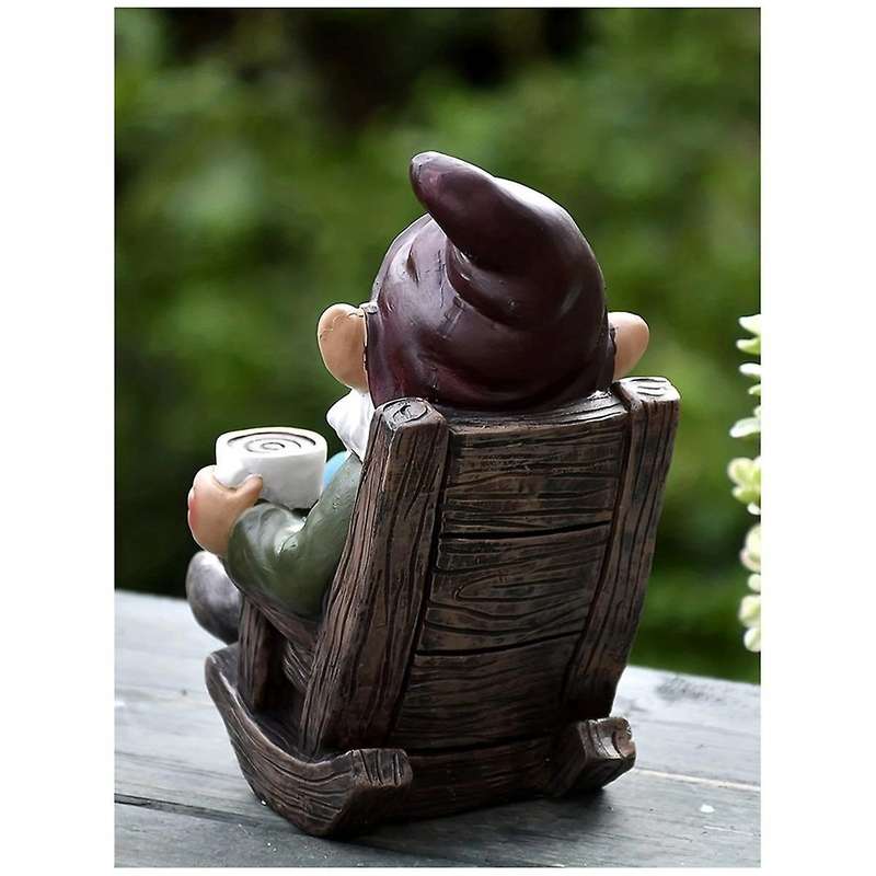 Gnome Dwarf Rocking Chair Ornament Resin Outdoor Garden Decoration Patio Leisurely Drinking Tea Lazy