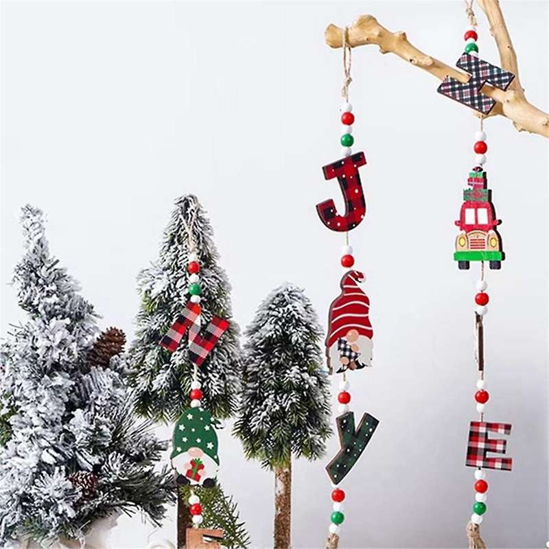Gnomes Wood Hanging Decor for Tree -wood Christmas Gnome Letter Pendant Wood Car Crafts Hanging Pen