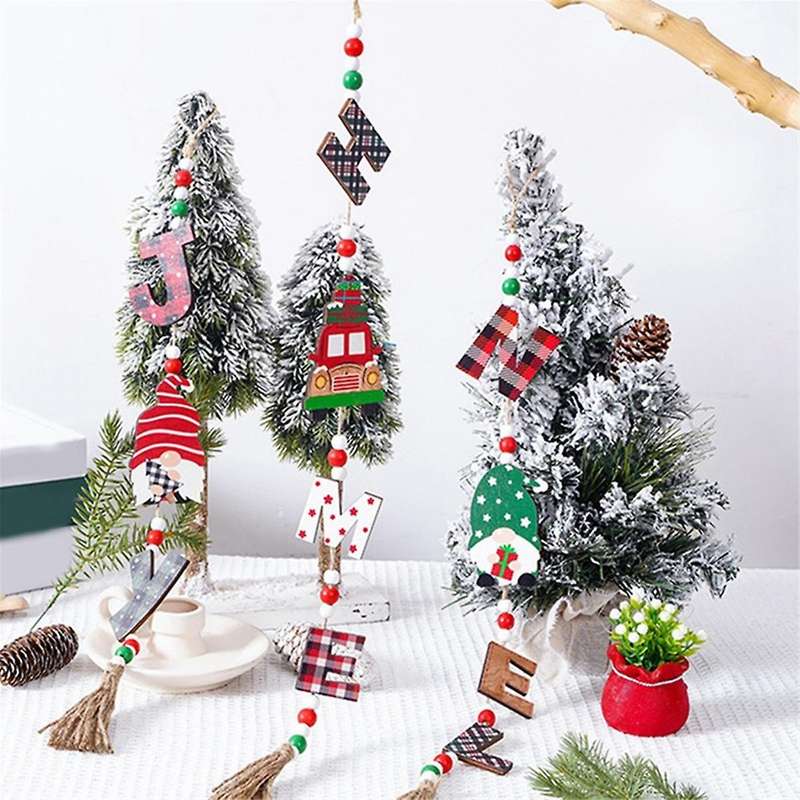 Gnomes Wood Hanging Decor for Tree -wood Christmas Gnome Letter Pendant Wood Car Crafts Hanging Pen