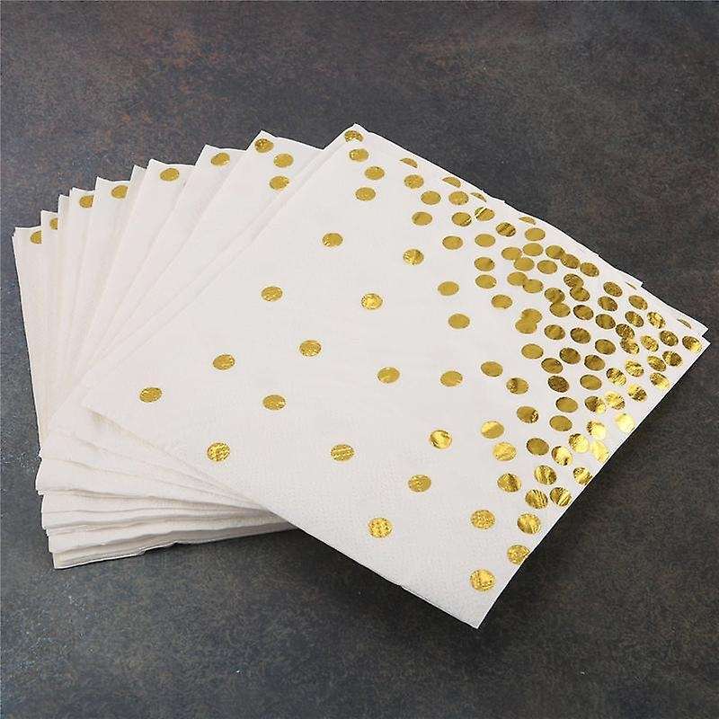 Gold Dot Napkins (50 Pack)3-Ply Paper Napkins with Gold Foil Polka Dots Perfect for Birthday Party