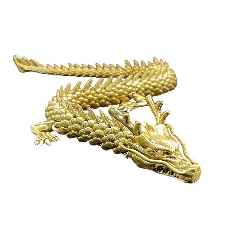 Gold Dragon with Movable Joints, Chinese Zodiac Dragon Collectible Figurines Table Decor Ornament, 3