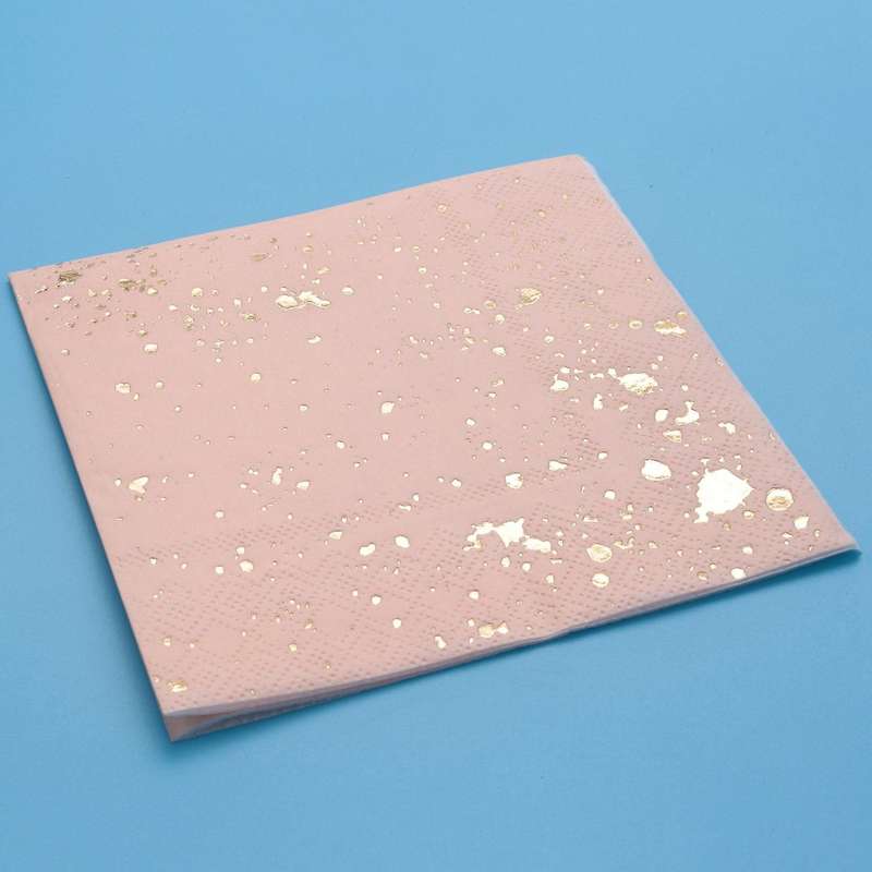 Gold Blocking Pink Marble Texture Disposable Tableware Set Paper Napkins Party Wedding Carnival Tab