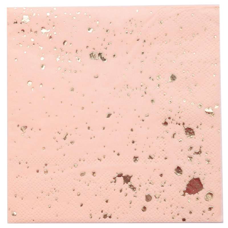 Gold Blocking Pink Marble Texture Disposable Tableware Set Paper Napkins Party Wedding Carnival Tab