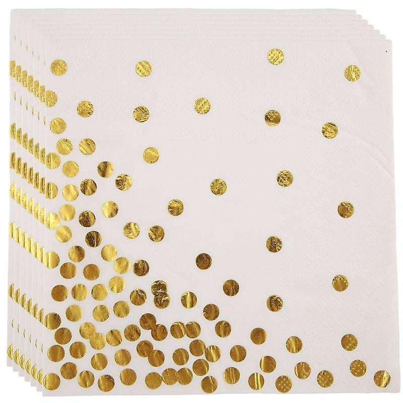 Gold Dot Napkins (50 Pack)3-ply Paper Napkins with Gold Foil Polka Perfect for Birthday Party, Baby