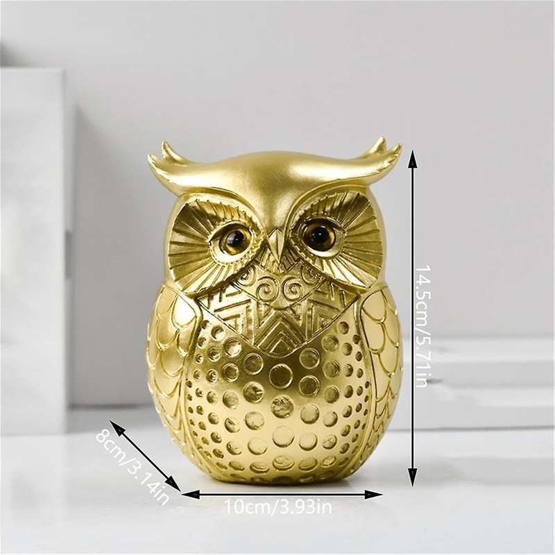 Gold Owl Ornament, Resin Statue Animal Craft, for TV Cabinet Porch Bookshelf Home Office Decor, Tab