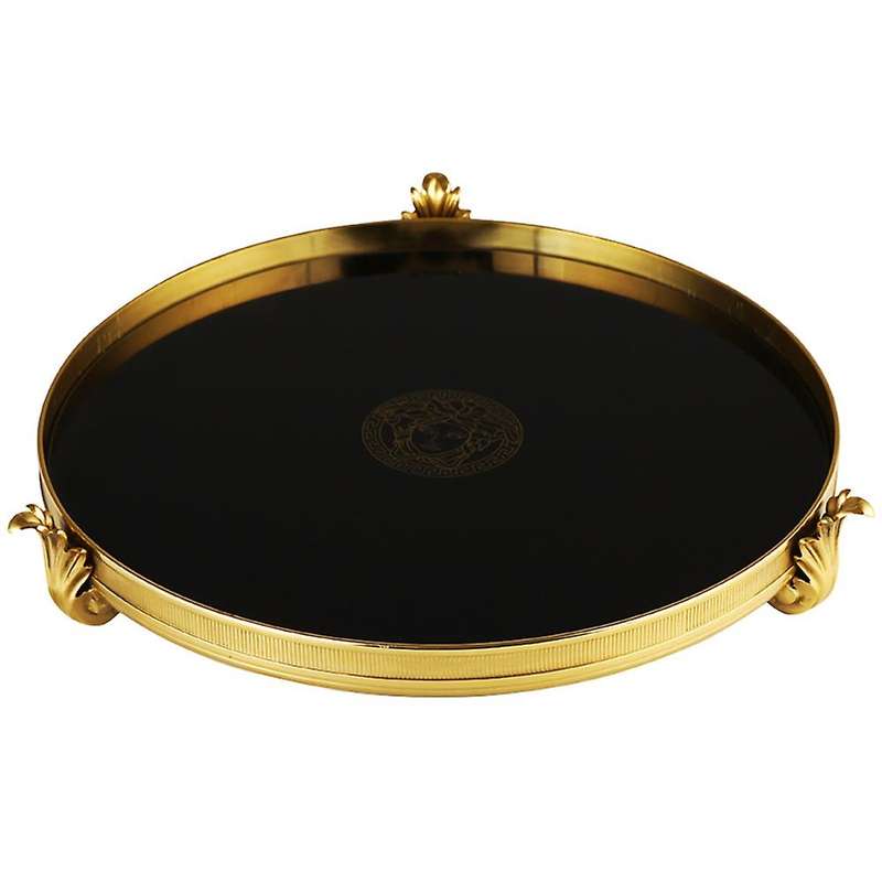 Gold Mirror Tray Gold Inlay Glass Storage Tray Decorative Golden Copper Base Plate Restaurant Servin