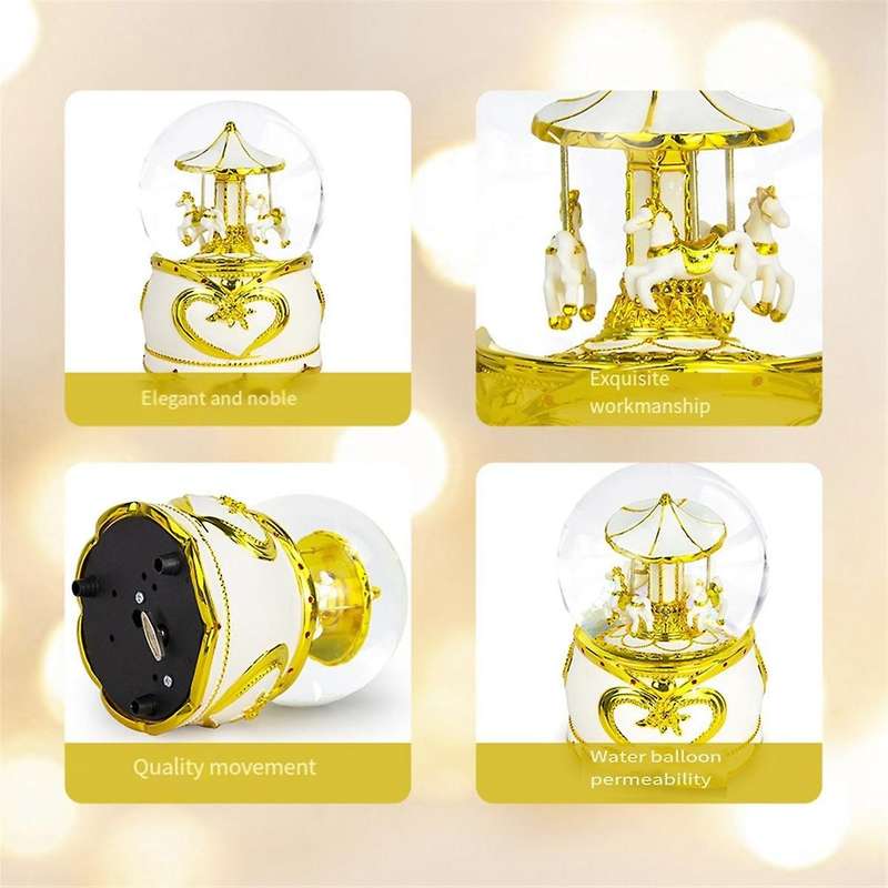 Gold Music Box Resin Crafts Ornaments Hundred Tone Box Birthday Gift Wind-Up Box