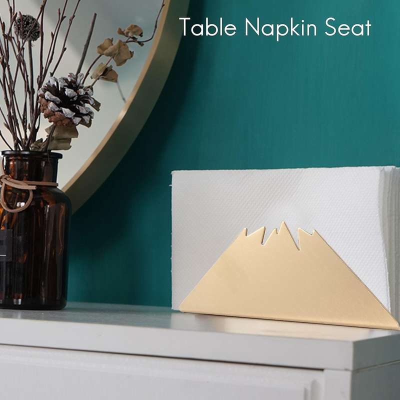 Gold Napkin Holder Modern Stainless Steel Upright Napkin Dispenser for Tables Kitchen Holiday
