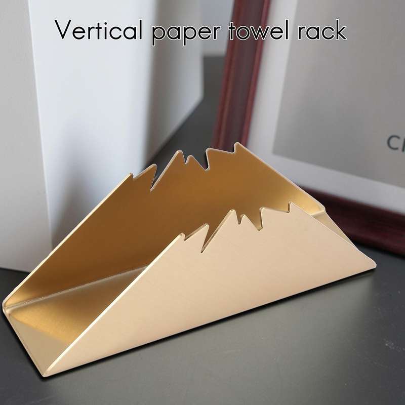 Gold Napkin Holder Modern Stainless Steel Upright Napkin Dispenser for Tables Kitchen Holiday