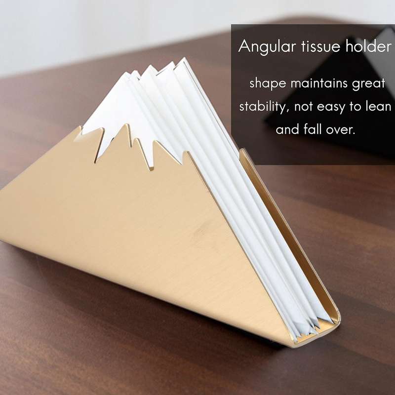 Gold Napkin Holder Modern Stainless Steel Upright Napkin Dispenser for Tables Kitchen Holiday