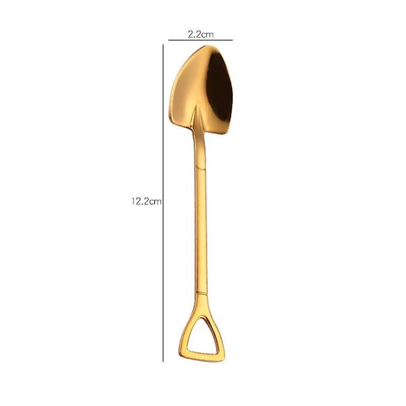 Gold stainless steel 304 small shovel spoon design gold-plated tableware coffee spoon ice cream soup