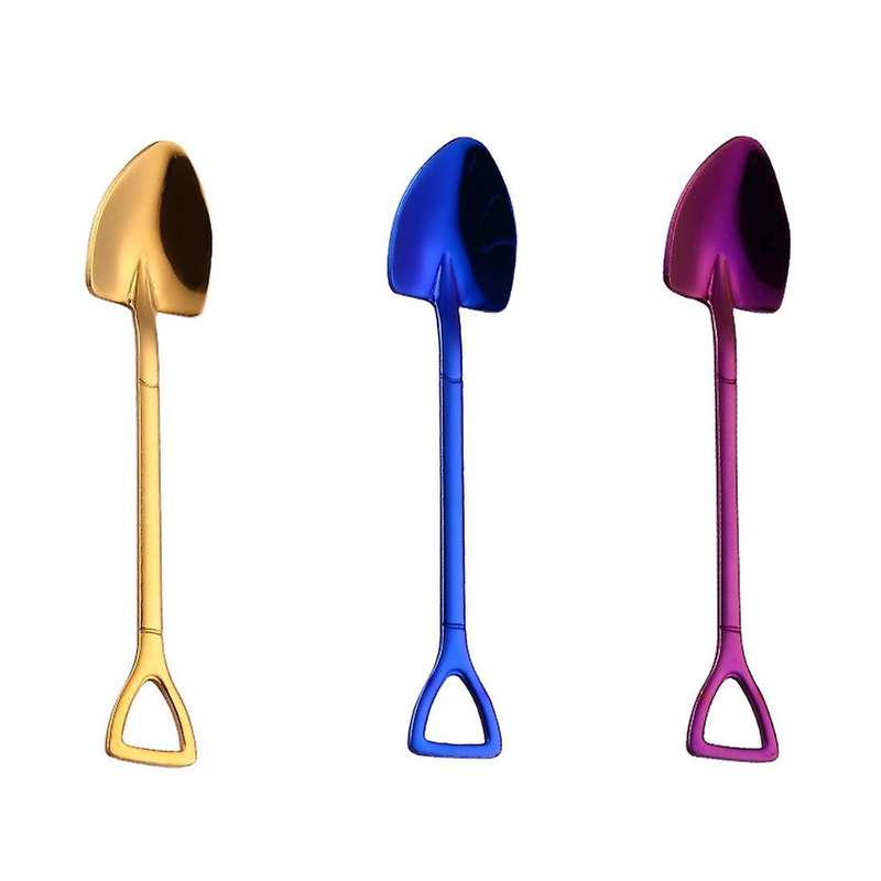 Gold stainless steel 304 small shovel spoon design gold-plated tableware coffee spoon ice cream soup