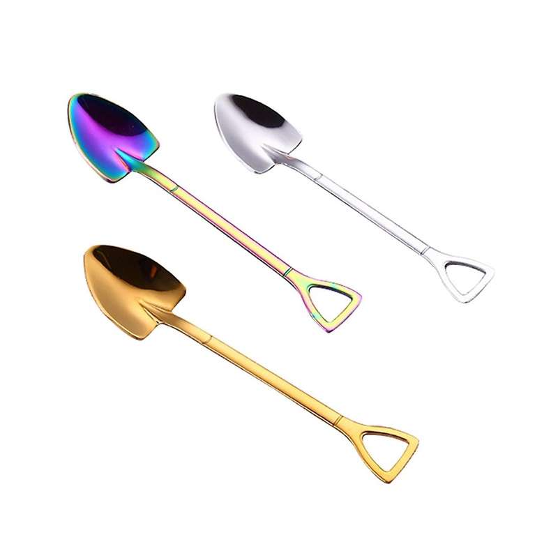 Gold stainless steel 304 small shovel spoon design gold-plated tableware coffee spoon ice cream soup