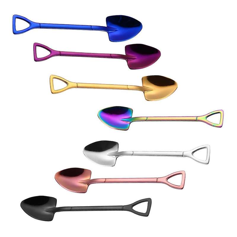 Gold stainless steel 304 small shovel spoon design gold-plated tableware coffee spoon ice cream soup