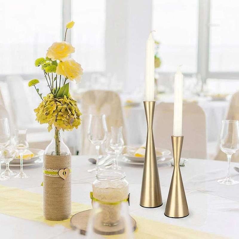 Gold Taper Candlestick Holders Metal Candle Holders,3Pcs Table Decorative Candle Stand for Wedding,