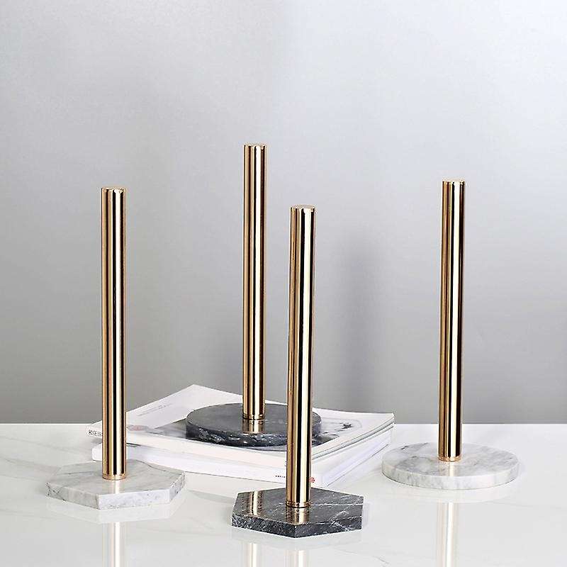 Gold Paper Stand with Marble Base Vertical Paper Towel Rack Modern Paper Towel Holder Roll Toilet Co