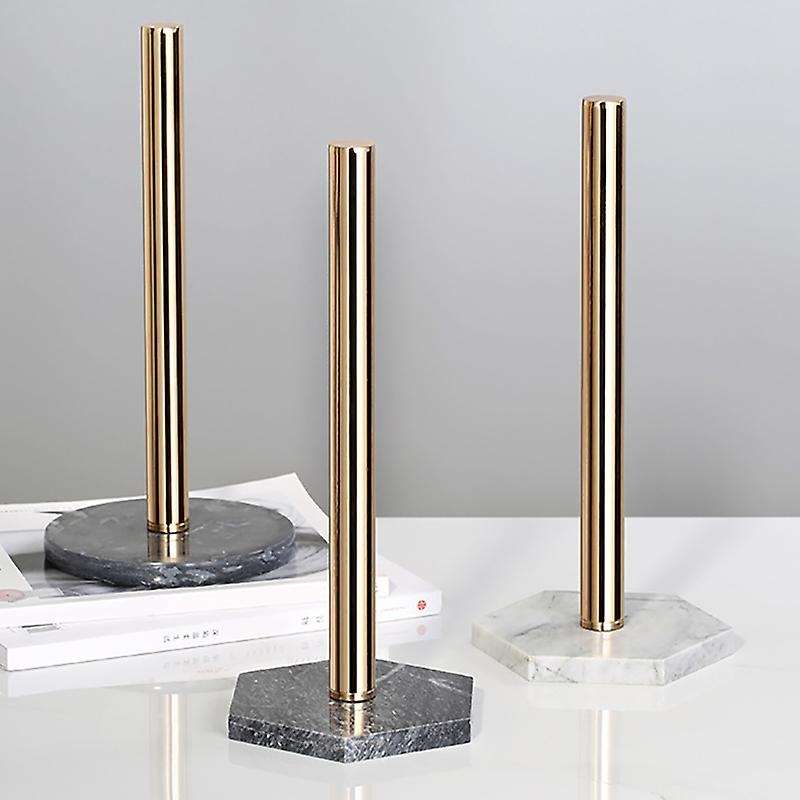 Gold Paper Stand with Marble Base Vertical Paper Towel Rack Modern Paper Towel Holder Roll Toilet Co