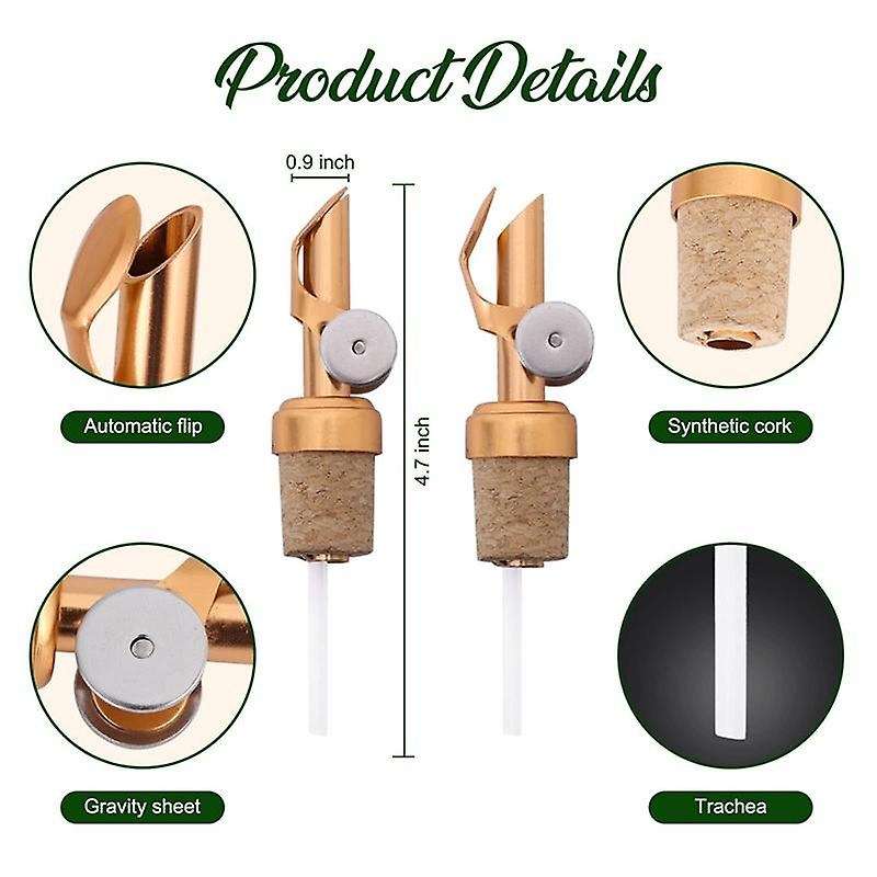 Golden Olive Oil Spout with Cork Oil Spout Liquor Pourers Olive Oil and Vinegar Stopper for Kitche