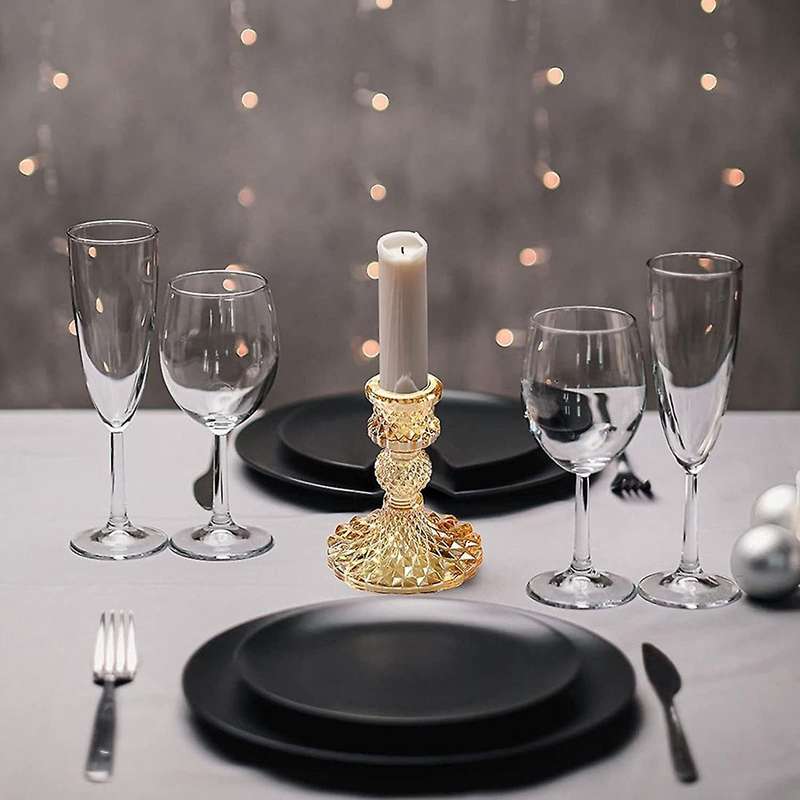 Golden Candle Holder Glass Cone Candle Holder Christmas Halloween Thanksgiving Party Celebration