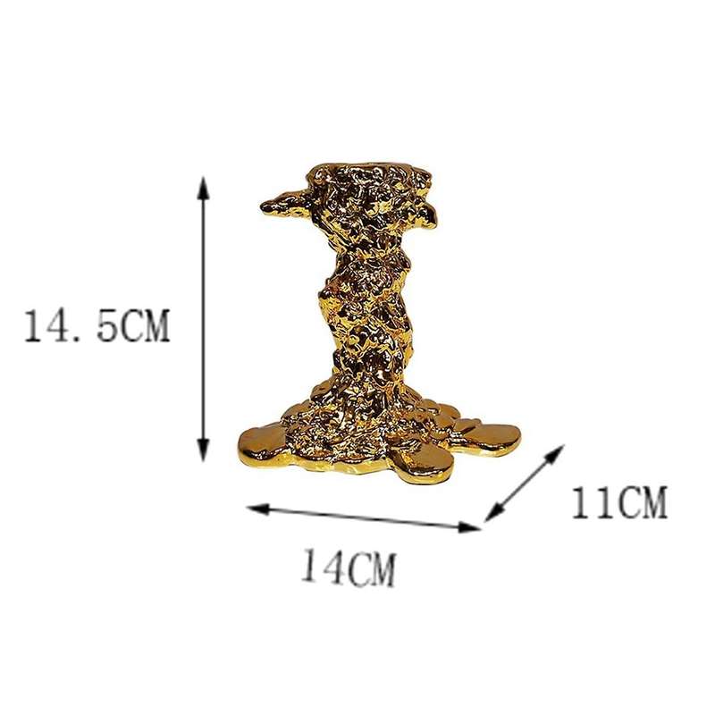 Golden Candlestick Candle Holder Resin Plated Surface Melt Shape Wedding Centerpieces Dining Table H